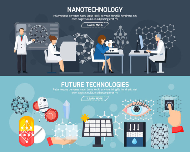 Nanoteknologia - horisontaaliset bannerit
 - Vektori, kuva