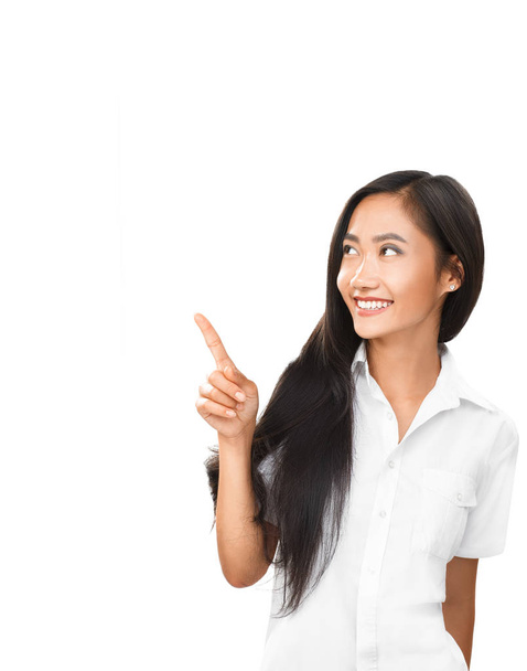 Young Asian woman pointing finger  - Φωτογραφία, εικόνα