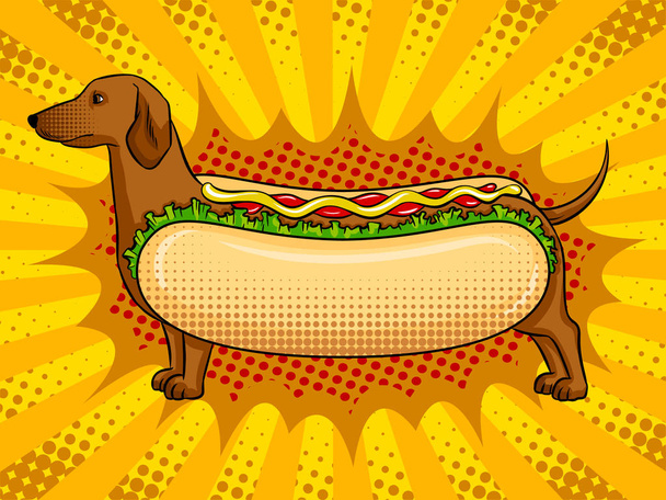 Hot dog funny metaphor pop art vector - Вектор, зображення