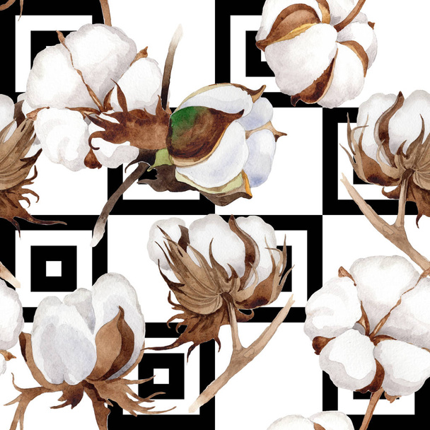 cotton flower pattern in a watercolor style. - Foto, Imagen