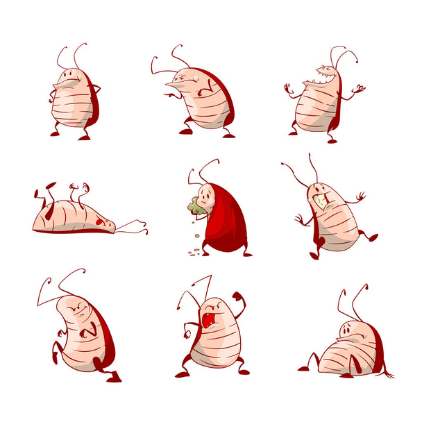 Σύνολο των κινουμένων σχεδίων κατσαρίδες - Διάνυσμα, εικόνα