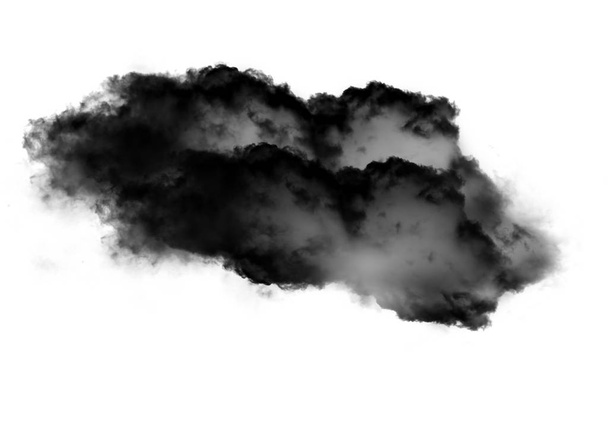 Single black cloud of smoke over white background - Photo, Image