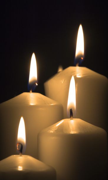 White candles against black background - Photo, Image