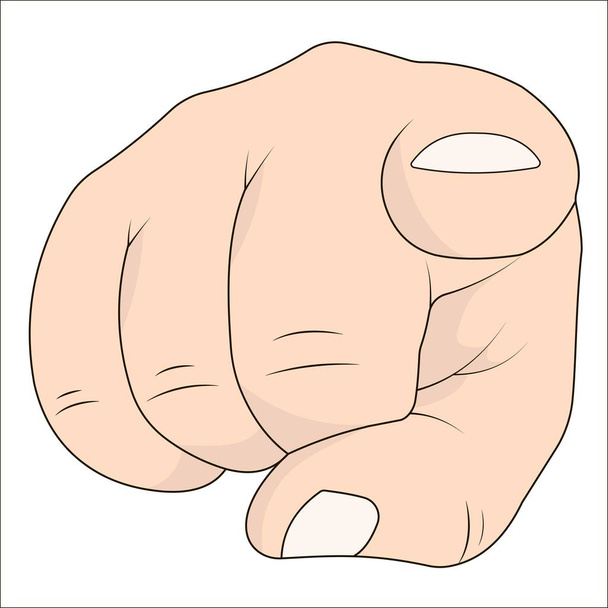 Hand with index finger pointing at the viewer. Vector pointing finger  hand forefinger - Vector, Image