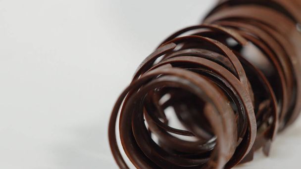 Sweet tubes - dessert. Chocolate tube for decoration, closeup. - Fotografie, Obrázek