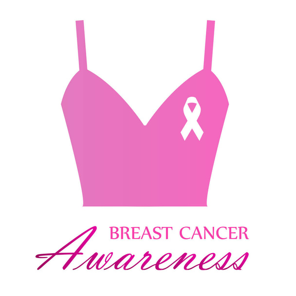 Fita de conscientização do câncer de mama em um top rosa
  - Vetor, Imagem