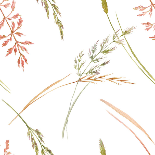 Wild field grass vector pattern - Vektor, kép