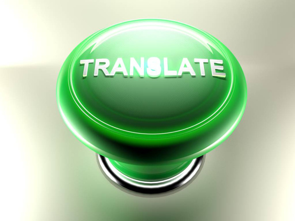 Yeşil basma düğmesi - 3d render için Translate - Fotoğraf, Görsel