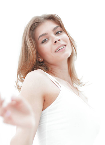 closeup portrait of cute young woman with light make-up. - Foto, Imagem