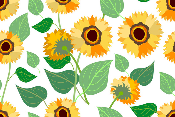 Golden sunflower field.  - Vector, afbeelding