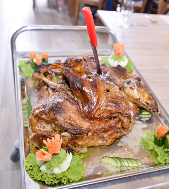 Whole Roasted Lamb Chops on a table ready to serve - Photo, Image