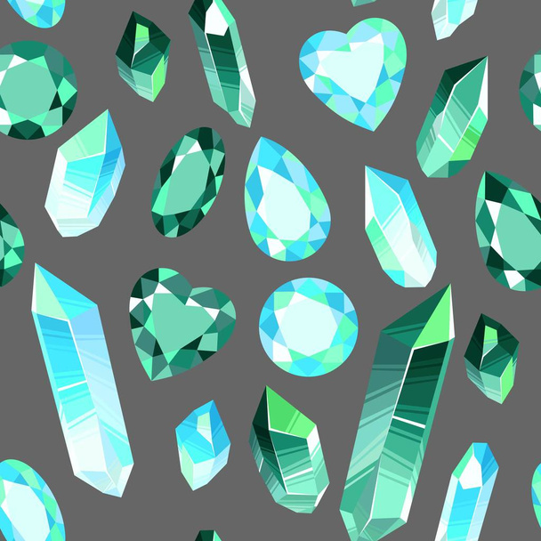 Seamless pattern with crystals gems - Vector, Image