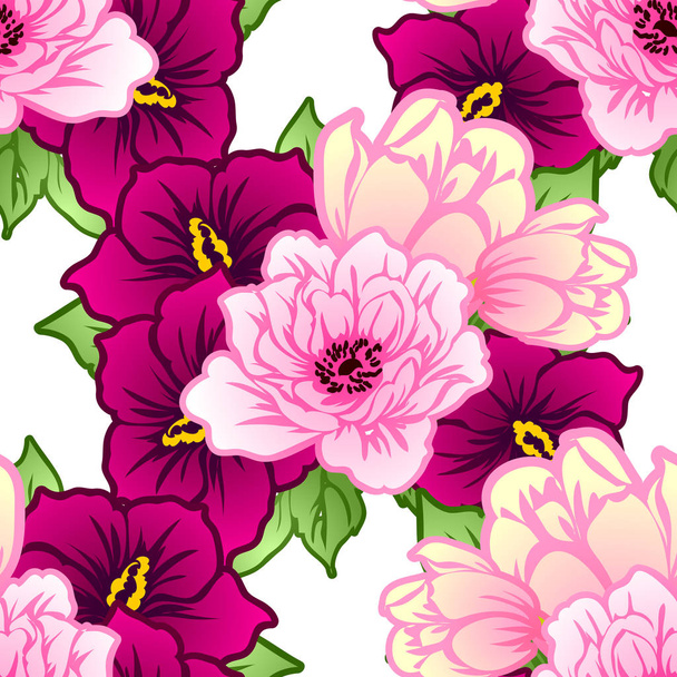 Seamless flowers pattern - Vektori, kuva