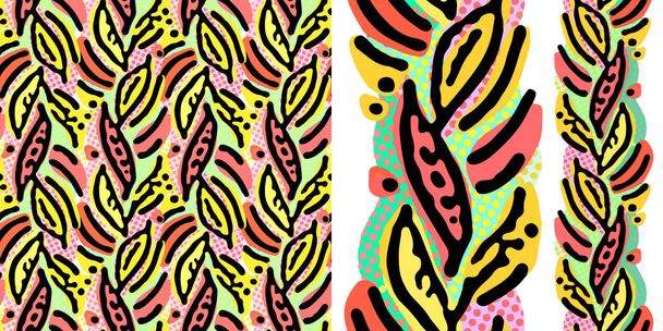 Seamless repeating textile ink brush strokes pattern in doodle g - Wektor, obraz