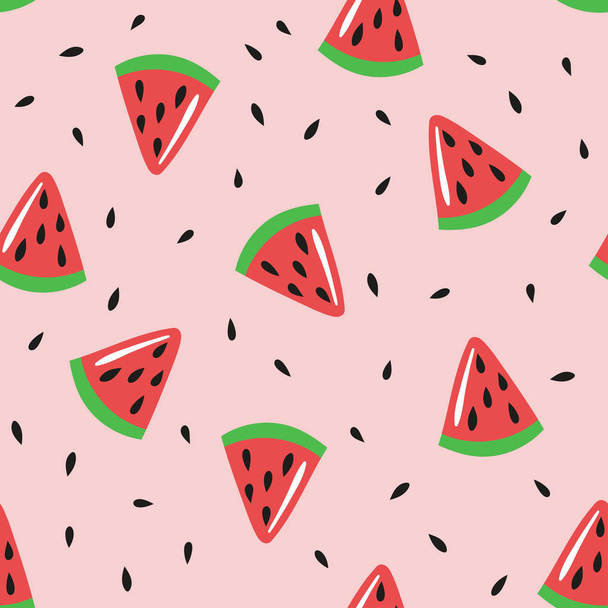Seamless pattern with watermelon slices and seeds. Vector template. - Vektor, kép