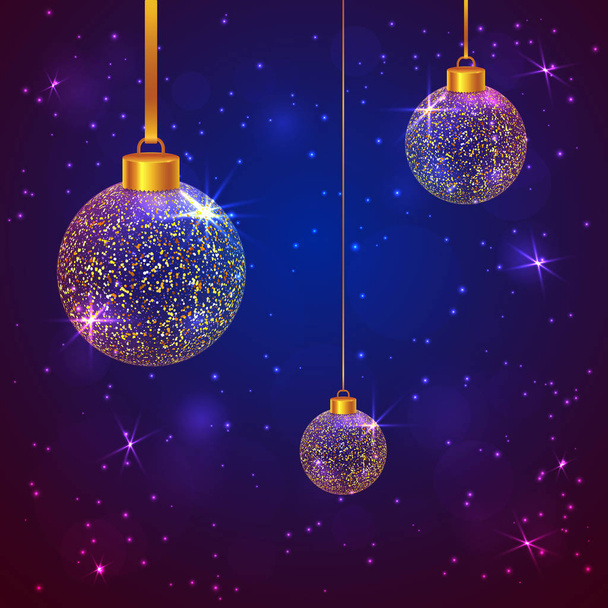 Set of 3 sparkled Christmas balls - Vector, afbeelding