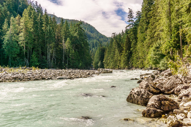 Beautiful high mountain green river in Nairn Falls Provincial Park British Columbia Canada. - Photo, image