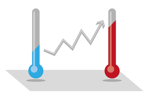 changing climate with thermometer - Vector, Image
