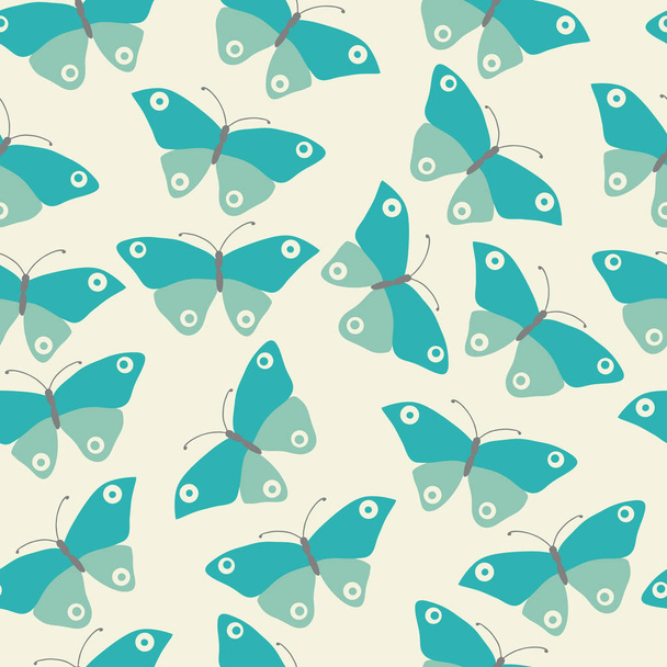 Seamless pattern with blue butterflies - Vector, Image