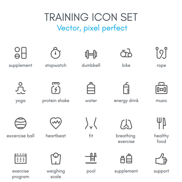 Training theme, line icon set.  - Vector, Image