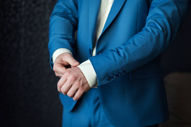 Businessman wears a jacket.Politician, man's style,male hands cl - Valokuva, kuva