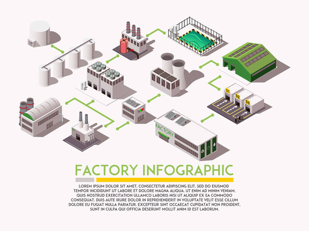 Fabrikisometrische Infografiken - Vektor, Bild