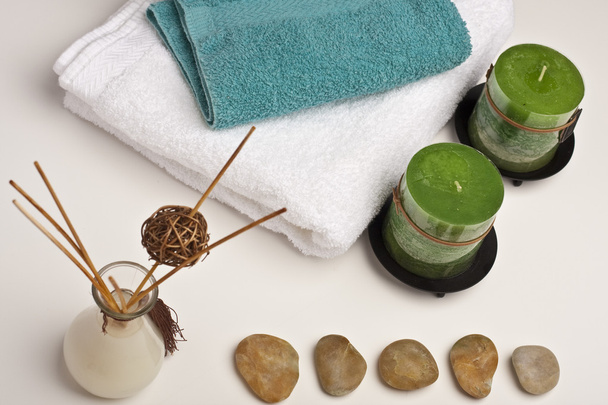 Spa candles, fragrance and towels - Photo, Image