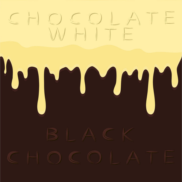 Abstract vector illustratie logo witte crème druipend over bruine chocolade. - Vector, afbeelding