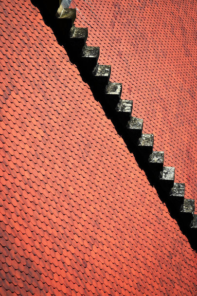 detail red tiled roof with stairs - Photo, Image