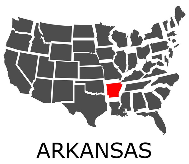 Estado de Arkansas en el mapa de Estados Unidos
 - Vector, imagen