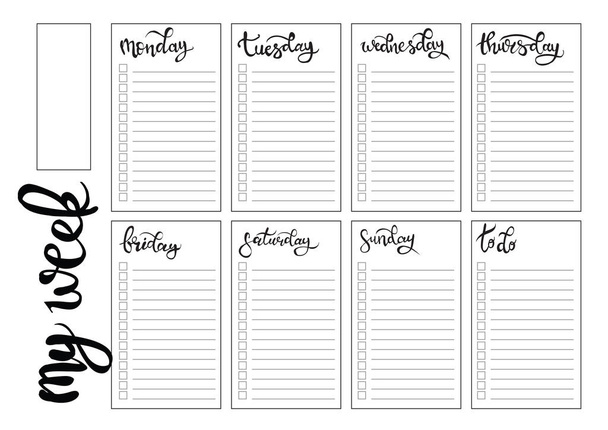 weekly planner blank to do template bullet journal - Vector, Image
