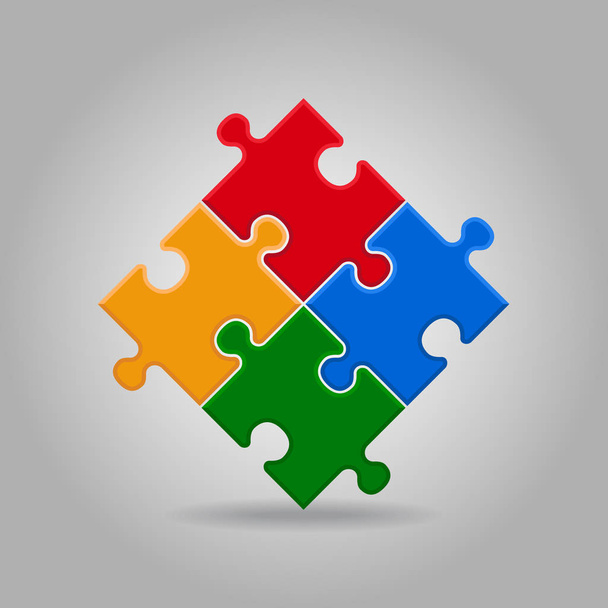  illustration of white puzzle made of little pieces  - Vector, Image