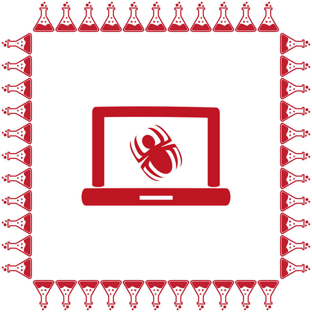 Dizüstü bilgisayar malware simge ile enfekte - Vektör, Görsel