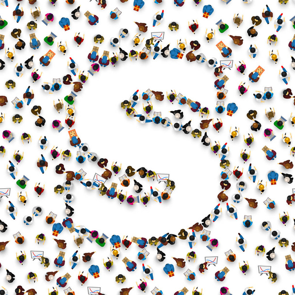 A group of people in English alphabet letter S. - Vector, Imagen