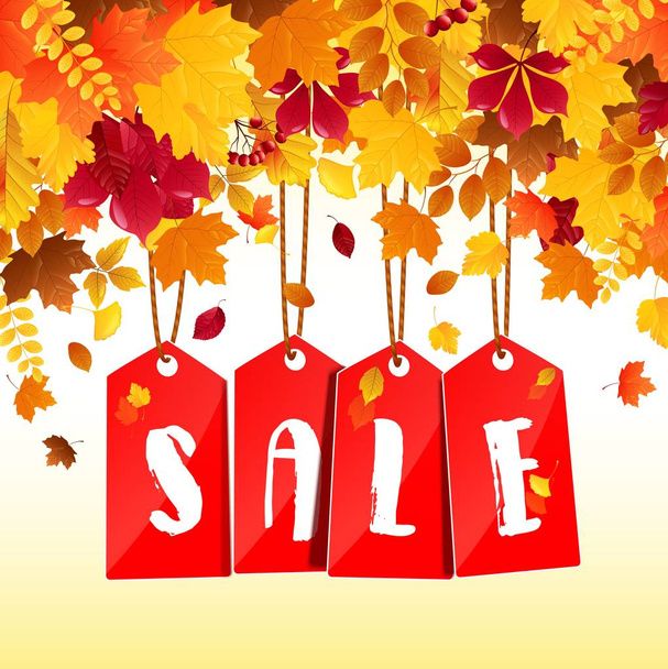 Banner di vendita autunno con foglie colorate
 - Vettoriali, immagini