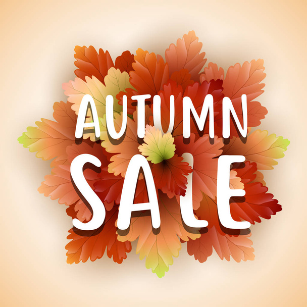 Autumn sale flyer template with lettering - Vector, Image