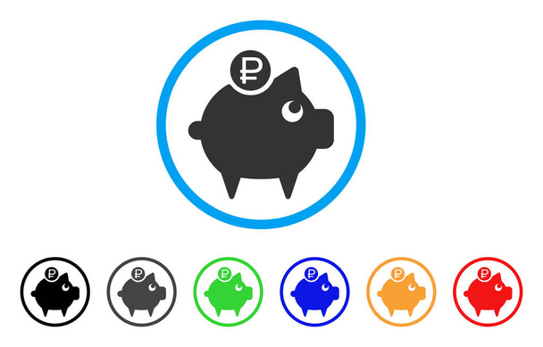Rouble Piggy Bank Rounded Icon - Vector, Image