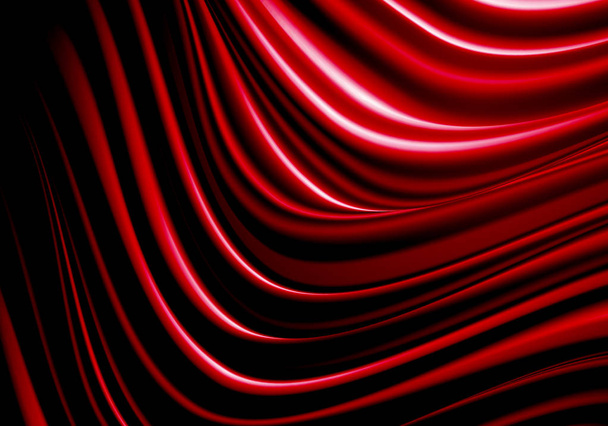 Absztrakt piros szövet szatén hullám üres árnyék luxus háttér textúra vektoros illusztráció. - Vektor, kép