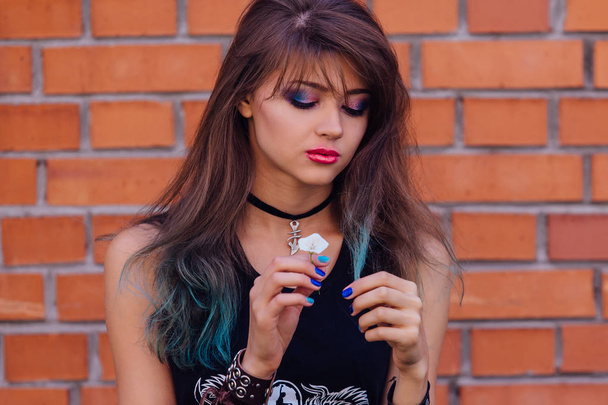 Young beautiful girl with colorful makeup - Foto, Imagem
