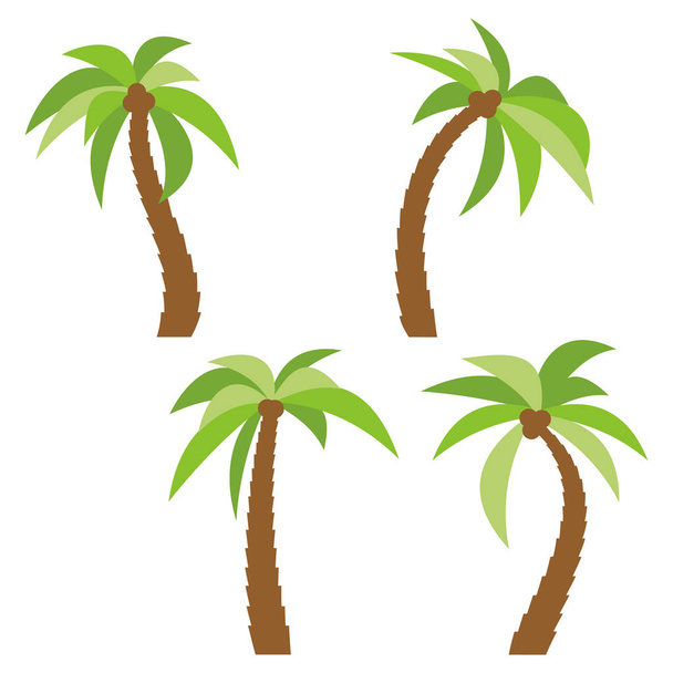 Sarja neljä eri sarjakuva palmuja eristetty valkoisella pohjalla
 - Vektori, kuva