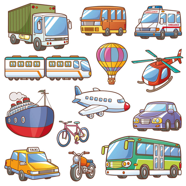 Cartoon Transportation set - Vettoriali, immagini