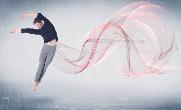 Dancing ballet performance artist with abstract swirl - Foto, Imagem
