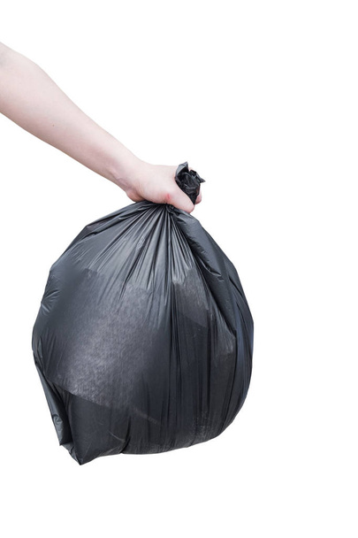 Una ragazza yung tenere un sacco della spazzatura isolato su sfondo bianco., Th
 - Foto, immagini