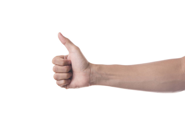 ділова рука великий палець вгору ізольовано на білому тлі
. - Фото, зображення