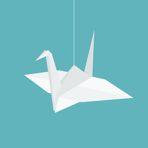 κρέμονται χαρτί origami γερανοί σε επίπεδη σχεδίαση διανυσματικών - Διάνυσμα, εικόνα
