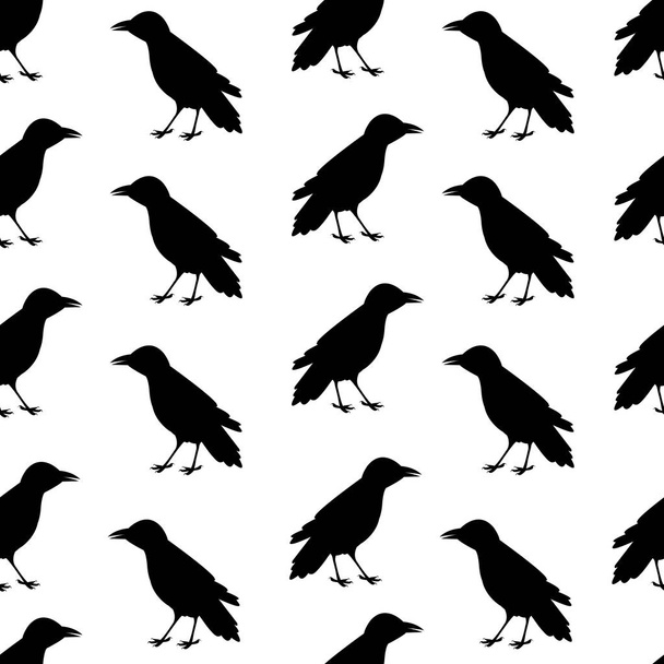 Seamless pattern from the black ravens - Vector, Image
