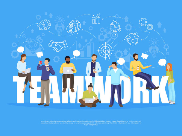 Teamwork Concept Illustration  - Vector, Image