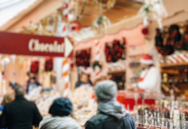 Christmas chocolate at Christmas market in France blur, bokeh, d - Photo, Image