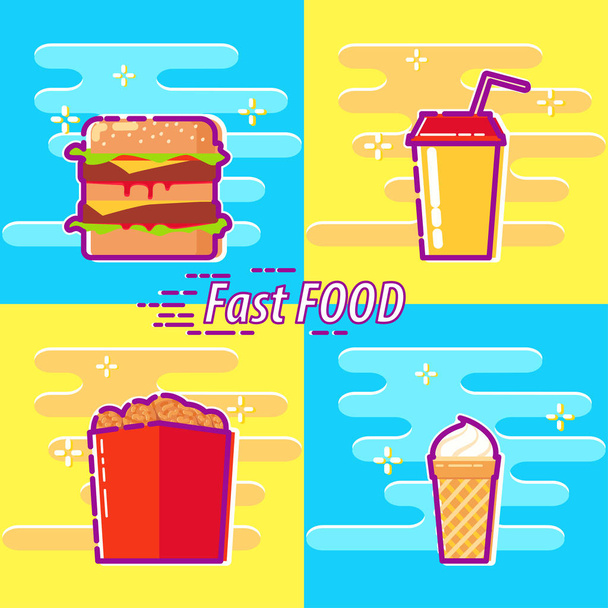 Fast-Food-Set - Vektor, Bild