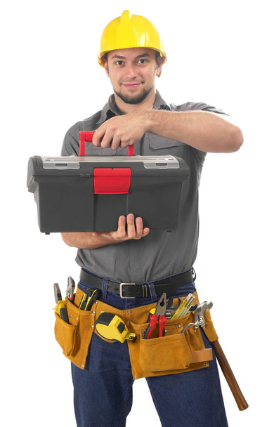 Arbeiter mit Werkzeugkiste - Foto, Bild